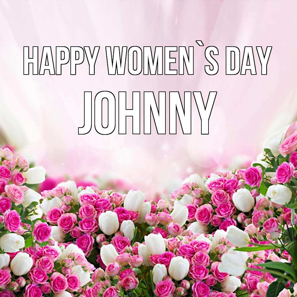 Greetings card с именем, Johnny happy women`s day под снегом Greetings with text for free download 